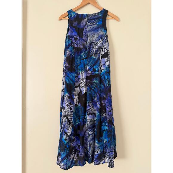 Desigual Women's Dress Sleeveless Swing Abstract Artsy L Purple Blue Deco Punk - Picture 5 of 8